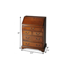 Load image into Gallery viewer, 26" Brown Solid Wood Secretary Desk With Five Drawers