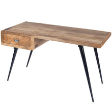 Load image into Gallery viewer, 54" Brown And Black Mango Wood Writing Desk