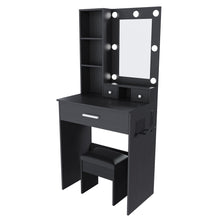 Load image into Gallery viewer, Wood Mirrored Three Drawer Vanity Table Lights - Black
