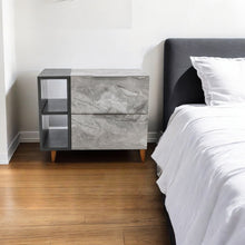 Load image into Gallery viewer, Contempo Faux Marble And Gray Two Drawer Nightstand - Gray