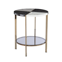Load image into Gallery viewer, Manufactured Wood And Iron Round End Table With Two Shelves - Black