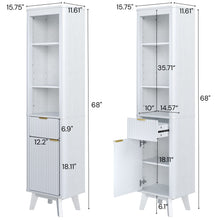 Load image into Gallery viewer, Tall Bathroom Storage Cabinet With Adjustable Shelves And 1 Drawer & Door