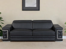 Load image into Gallery viewer, Sofa Italian Leather With Silver Legs - Black