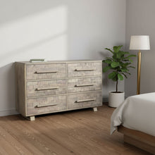 Load image into Gallery viewer, 57" Solid Wood Six Drawer Dresser - White