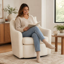 Load image into Gallery viewer, Upholstered Barrel Lounge Chair With Soft Cushioned Seat And Frame - White