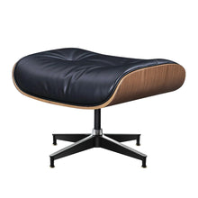 Load image into Gallery viewer, 28" Tufted Leather Lounge Chair With Ottoman - Black And Light