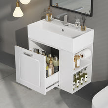 Load image into Gallery viewer, Modern Wall Mounted Bathroom Vanity With Sink, Soft Close Drawer, Adjustable Shelf, Toilet Paper Holder