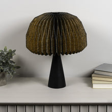 Load image into Gallery viewer, Ribbed Geometric Bedside Lamp With Dome Shade - Black