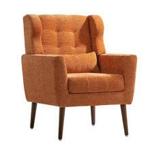 Load image into Gallery viewer, Modern Accent Chair, Arm Chairs For Living Room, Upholstered Mordern Armchair, Comfy Soft Padded Lounge Chair In Small Space, Bedroom, With Pillow, Solid Wood Leg