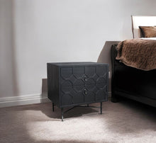 Load image into Gallery viewer, 28" Distressed Two Drawer Solid Wood Nightstand - Black