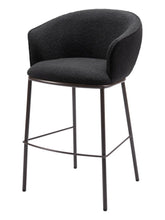 Load image into Gallery viewer, 30" Shearling And Steel Bar Height Bar Chair - Black / Bronze