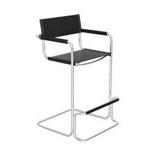 Load image into Gallery viewer, Leather Bar Height Bar Chair - Black / Silver