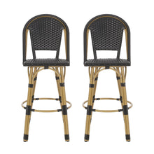 Load image into Gallery viewer, Outdoor Rattan And Aluminum French Barstools (Set of 2)