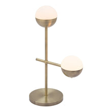 Load image into Gallery viewer, 69" Brass Metal Bedside Table Lamp With Off White Globe Shade