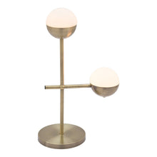 Load image into Gallery viewer, 69" Brass Metal Bedside Table Lamp With Off White Globe Shade