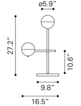 Load image into Gallery viewer, 69" Brass Metal Bedside Table Lamp With Off White Globe Shade