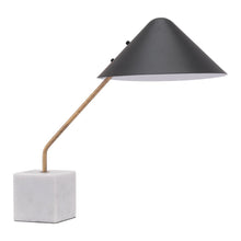 Load image into Gallery viewer, 52" White Metal Bedside Table Lamp With Black Cone Shade