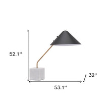 Load image into Gallery viewer, 52" White Metal Bedside Table Lamp With Black Cone Shade