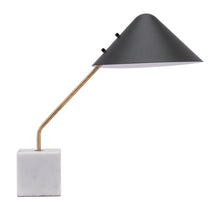 Load image into Gallery viewer, 52" White Metal Bedside Table Lamp With Black Cone Shade