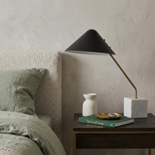 Load image into Gallery viewer, 52" White Metal Bedside Table Lamp With Black Cone Shade
