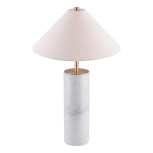 Load image into Gallery viewer, 55" White Metal Bedside Table Lamp With Beige Empire Shade