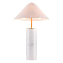 Load image into Gallery viewer, 55" White Metal Bedside Table Lamp With Beige Empire Shade