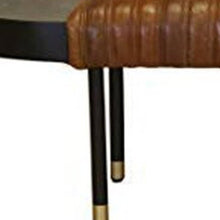Load image into Gallery viewer, Warm Brown Leather And Solid Wood Bench