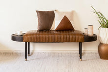 Load image into Gallery viewer, Warm Brown Leather And Solid Wood Bench