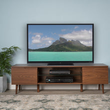 Load image into Gallery viewer, Modern TV Stand With Storage, Tempered Glass Shelf - Walnut