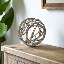 Load image into Gallery viewer, Tree Branch Orb Tabletop Sculpture - Antiqued Gold / Rust