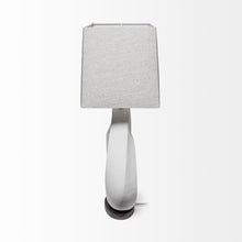 Load image into Gallery viewer, 27" White Geometric Table Lamp With Gray Shade
