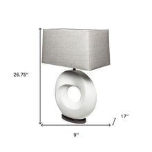 Load image into Gallery viewer, 27" White Geometric Table Lamp With Gray Shade