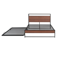 Load image into Gallery viewer, Platform Bed Frame With Trundle, USB Ports And Slat Support, No Box Spring Needed