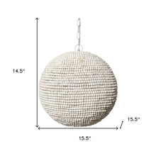 Load image into Gallery viewer, Whitewash Beaded Ball Hanging Pendent Light