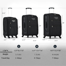 Load image into Gallery viewer, Softside Luggage Expandable 3 Piece Set Suitcase Upright Spinner Softshell Lightweight Luggage Travel Set