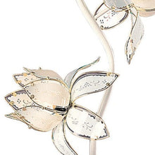 Load image into Gallery viewer, Four Light Floor Lamp With Frosted Glass Floral Shades - White And Gold