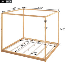 Load image into Gallery viewer, Wood Canopy Platform Bed With Support Legs And Airflow Slats