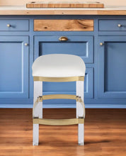 Load image into Gallery viewer, Acrylic Backless Counter Height Bar Chair - White / Clear