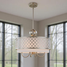 Load image into Gallery viewer, 18" Five Light Dimmable Chandelier With Shades - Nickel