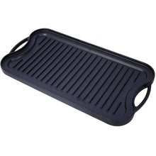 Load image into Gallery viewer, Pre Seasoned Cast Iron Reversible Rectangular Grill / Griddle - Black