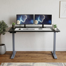 Load image into Gallery viewer, Adjustable Black and Gray Stainless Steel Rolling Standing Desk