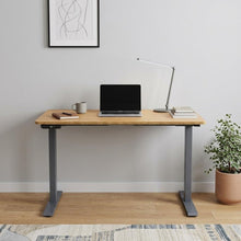Load image into Gallery viewer, 48" Adjustable Brown and Gray Stainless Steel Computer Desk
