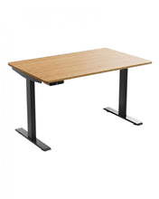 Load image into Gallery viewer, 48" Adjustable Brown and Black Stainless Steel Computer Desk