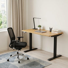 Load image into Gallery viewer, 60" Adjustable Brown and Black Stainless Steel Computer Desk
