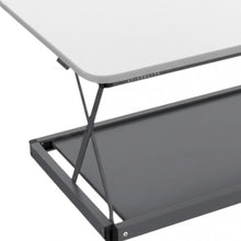 Load image into Gallery viewer, 28" Adjustable White and Silver Stainless Steel Standing Desk Converter