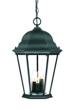 Load image into Gallery viewer, Three Light Matte Black Domed Glass Lantern Hanging Light