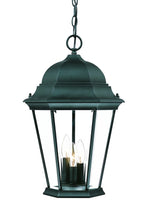 Load image into Gallery viewer, Three Light Matte Black Domed Glass Lantern Hanging Light