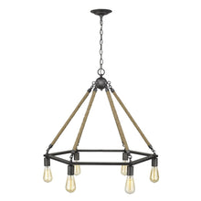 Load image into Gallery viewer, Brown and Black Six Light Metal Dimmable Chandelier