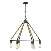 Load image into Gallery viewer, Brown and Black Six Light Metal Dimmable Chandelier