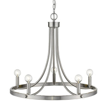 Load image into Gallery viewer, Silver Candle Style Five Light Metal Dimmable Chandelier